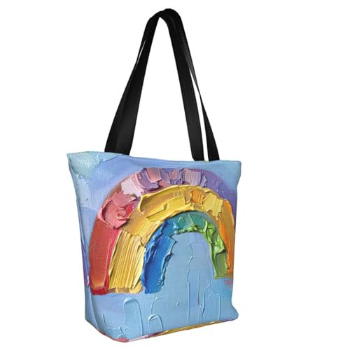 Small rainbow Print Lightweight Shoulder Bag Summer Outings Tote Bags Travel Hiking Work Casual Use2