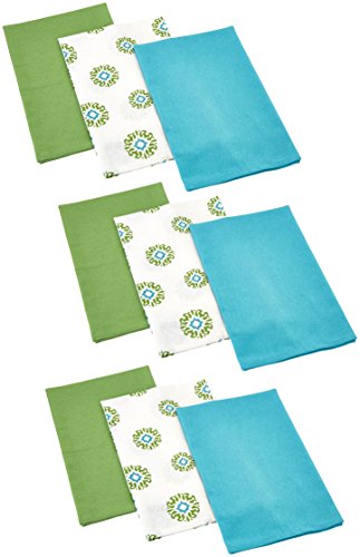 Kay Dee Designs Café Express Collection Medallion Flour Sack Cotton Towels, 26-Inch by 26-Inch, Meadow, Set of 3