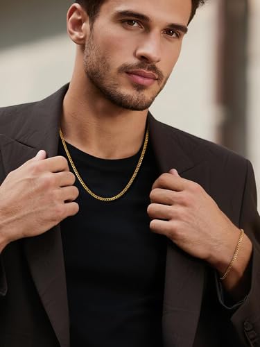 NORBU Stainless Steel Cuban Link Chain and Bracelet Set for Men, Chains 3.5mm/5mm/7mm Width, Bracelet 7 1/2" and 8" Length, No Tarnish & Durable Mens Jewelry - Image 5