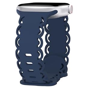 TSAAGAN Lace Silicone Bands Compatible with Apple Watch Band 38mm 40mm 41mm 42mm 44mm 45mm 49mm, Soft Hollow-out Breathable Sport Strap Wristband for iWatch Series 9 8 7 SE 6 5 4 3 2 1 Ultra Women Men