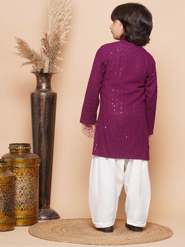 Image of AJ DEZINES Kids Kurta Pajama Set For Boys | Embroidery Chikankari Kurta Set | Traditional & Festive Outfit | Cotton Stylish Boys Kurta Pyjama | Perfect For Festivals Wedding & Family Function