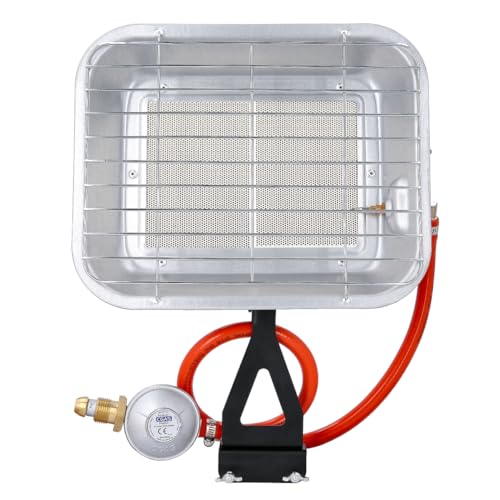 Calentador de gas portátil de 4,5 kW, calentador de gas con área de calefacción de 20 a 60 m², calefacción ajustable, manguera de 70 cm, regulador de presión de 37 mbar, calentador de espacio de