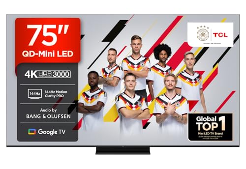 TCL 75Q7C QLED Mini LED Fernseher, 75 Zoll, 4K HDR Premium, Dolby Vision IQ & Atmos, Smart TV mit Google TV, 6.2.2 Sound, 144Hz VRR, AMD FreeSync Premium Pro, HDMI 2.1, AirPlay 2