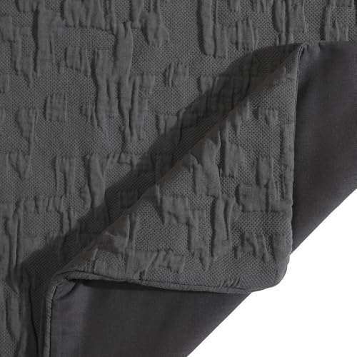 Image of HiEnd Accents Porto Matelasse 3 Piece Comforter Set with Pillow Shams, Queen Size, Cotton Charcoal Gray Textured Modern Boho Chic Casual Luxury Bedding, 1 Comforter, 2 Pillowcases