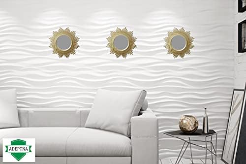ADEPTNA Round Sunburst Wall Hanging Decorative Mirror set of 3 - Small Mirrors and Shabby Chic Style for Bedroom Living Room Dinning Room Lovely Gifts for Women and Mums (GOLD SUNBURST)