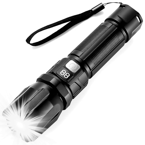 Azyvum Linterna LED Recargable, 1500L Super Brillante con 3 Modos, Linterna Táctica de Aluminio Enfoque Ajustable, Mini Portátil Linterna Potente para Ciclismo, Camping, Montañismo, Emergencia