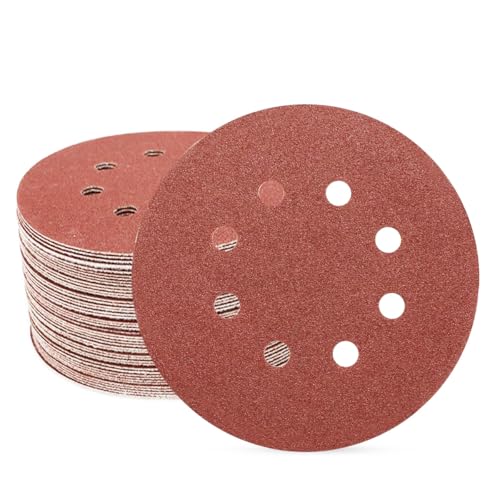 Image of Inditrust 5-Inches Round Sanding Disc Hook and Loop Sand Paper in Bulk for Orbital Sander (10, 180 grit)
