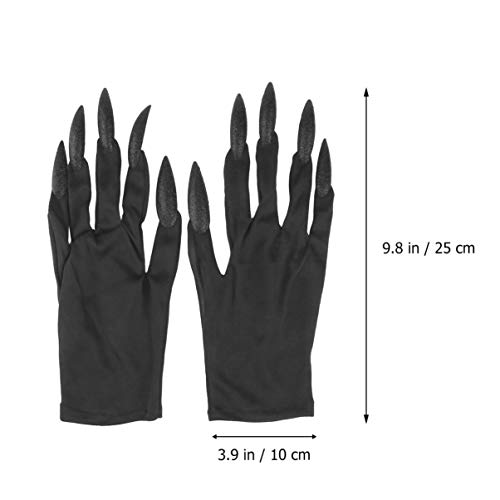 2 pares de luvas para fantasia de Halloween da Artibetter com unhas arranhadas e unhas para fantasia