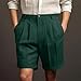 AQAYL Mens Golf Shorts Pleated Flat Front Dress Shorts Casual Formal Button Short with Pockets Green