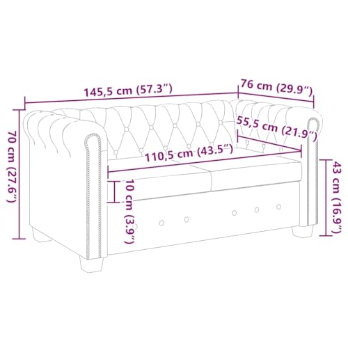 vidaXL Chesterfield Sofa Couch 2-Sitzer Kunstleder Garnitur Wohnmöbel Büromöbel