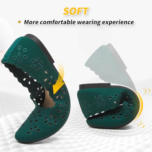 BABUDOG Mesh Ballet Flats Shoes for Women,Womens Flats Dressy Comfortable,Women's Dress Shoes with Flower Eyelets,Slip on Casual Walking Flats3