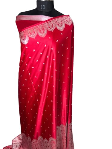 Image of Banarasi Mashru Silk Saree Red Shade