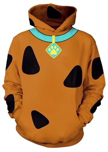 IIMMER Child Girls&Boys Trendy Halloween Sweatshirt Scoob Pullover Funny Cartoon 3D Printed Hoodies Brown & Black Spots 9-10 Years