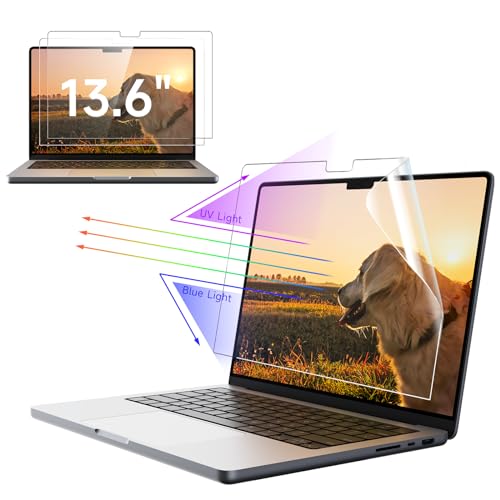 2 Pezzi Pellicola Protettiva Anti Luce Blu per MacBook Air 13 (2018-2021,M1) e MacBook Pro 13 (2016-2022,M1,M2), Protezione Schermo Laptop per Occhi Pellicola Protettiva Antigraffio per Mac 13 Pollici