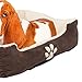 Petnic - Hundebett ca. 60x48x18 cm - Braun - Plüsch flauschig mit Rand weich für kleine bis mittelgroße Hunde Katzenbett Hundekissen Beige Haustierbett eckig ca. 60x50 cm