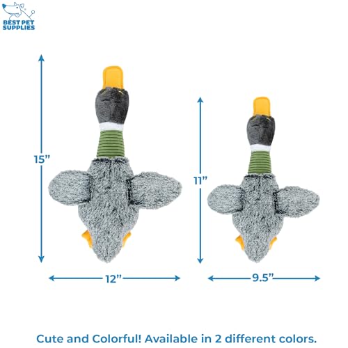 Image of Best Pet Supplies Interactive Squeaky Dog Chew Toy, Ideal Dog Toys for Chewers, Small, Medium & Large Dogs, and Fetch Lovers - Mallard Duck Wing (Gray), Small
