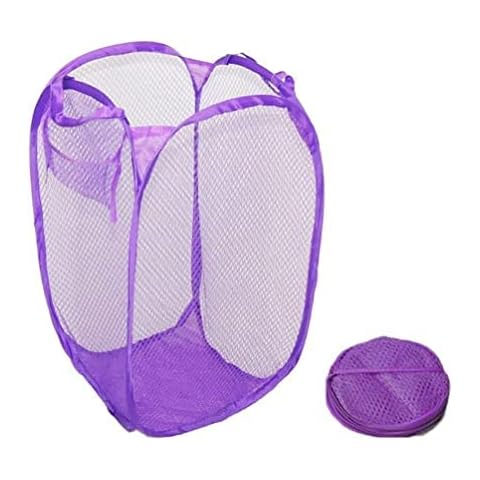 Homeshopa Laundry Baskets Pop Up Mesh Washing Bag, Foldable Dirty Clothes Baskets with Handles&Side Pocket, Collapsible Toy Tidy Storage Organiser, Great for Kids Room, College Dorm Travel (Purple) Cover