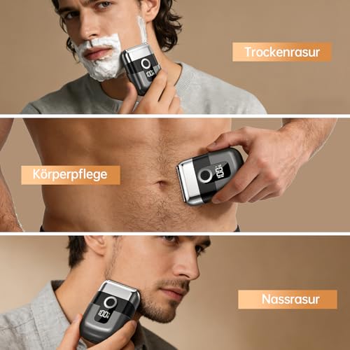 FNITAER Elektrisch Folienrasierer Herren, Tragbarer USB Mini Rasierer mit LED-Display