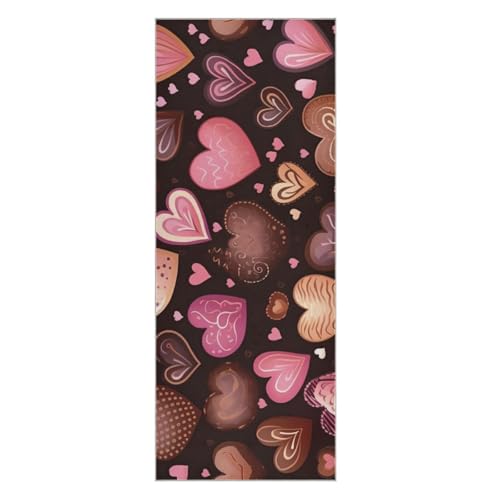 Hezely Non-Slip Hot Yoga Towel - Mat-Sized, Super-Absorbent Microfiber Sweat Towel for Gym, Bikram, Pilates and Yoga Mats,Love Heart Valentine's Day