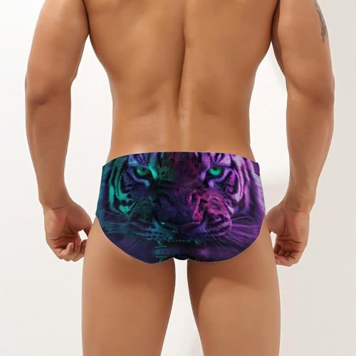 Tiger with Green Eyes Galaxy Novelty Men's Swimming Brief Swimwear Pants Trunks Beach Shorts Underwear2