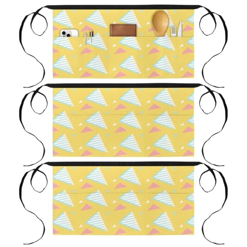 Demi-tablier pour cuisine jaune avec 3 poches pour restaurant et bar