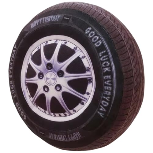 Cojín con forma de rueda de coche en 3D peluche suave para decoración de sofás y dormitorios 2