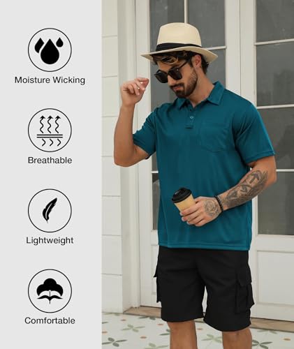 Image of SCODI 5 Pack Mens Pocket Polo Shirts Short Sleeve Golf Casual Work T-Shirt