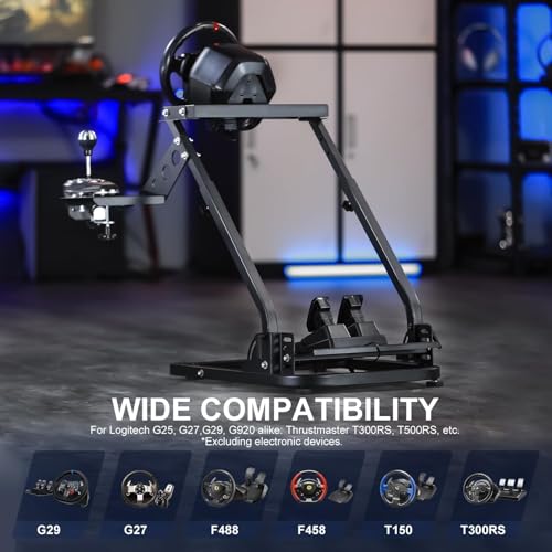 Soporte plegable ajustable para rueda de carreras con barras de refuerzo para una mejor experiencia de simulación de conducción