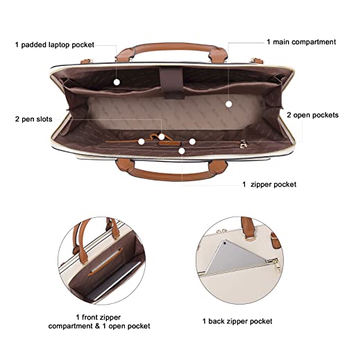 CLUCI Leather Briefcase for Women 15.6 Inch Laptop Business Computer Ladies Stylish Work Handbags Shoulder Bag4