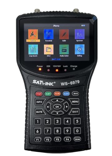 WS-6979 è un misuratore combinato portatile compatibile con DVB-S/S2/T/T2/C e MPEG-2/4 H.265 (10 bit). Grazie alle sue dimensioni compatte, al peso leggero, all'interfaccia utente intuitiva, alle lunghe ore di funzionamento della batteria e al ricco set di funzionalità, lo strumento fornisce tutte le funzioni necessarie per l'installazione del segnale dell'antenna del servizio TV satellitare digitale in case residenziali o unità plurifamiliari.