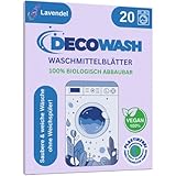 Waschmittelblätter (bis zu 40 Wäschen) – Waschmittel Blätter Ökologisch, Hypoallergen, Lavendelduft, Biologisch Abbaubar, Plastikfrei – Ideal für Empfindliche Haut, Hand- & Maschinenwäsche