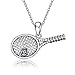 YFN Collier Tennis Argent Sterling Pendentif Raquette Tennis Bijoux Cadeaux Sport pour Femme Homme Fille Garçon (Pendentif)