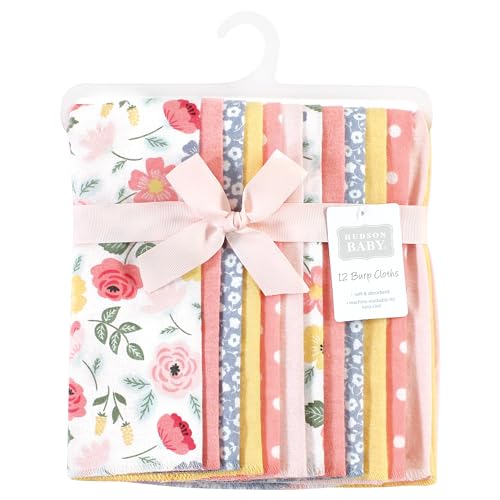 Image of Hudson Baby Unisex Baby Cotton Poly Flannel Burp Cloths Bundle, Modern Botanical, One Size