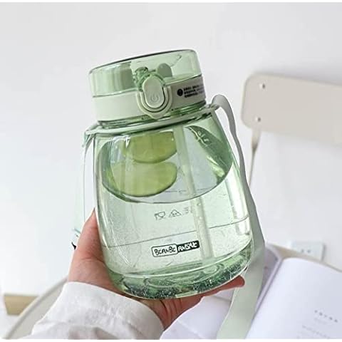 MOIOIBE Girls Water Bottles for School, Upgrade Aesthetic Water Bottles, Cute Water Bottles with Handle, Water Jug Green Cover