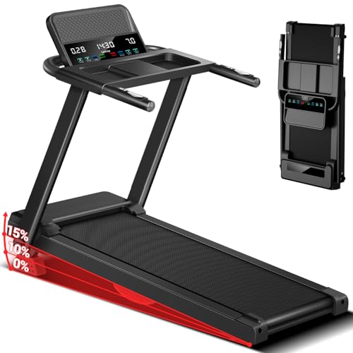 Image of LONTEK Treadmills for Home with 15% Incline & Led Screen, 7-Layer Shock-Absorbing Foldable Treadmill with Handle Bar Up to 400lbs Capacity, 3.0HP Quiet Walking Pad Treadmill 0.6-7.5MPH