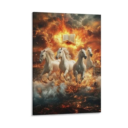 Peinture sur toile de cheval fin murale salon 30x45cm