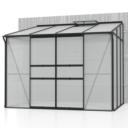 Vitavia Anlehn-Gewächshaus Ida 5200, schwarz, 5,2 m², 4 mm HKP | Wetterfestes & stabiles Wand-Gewächshaus zur Pflanzenanzucht | Ideales Treibhaus für Gemüse, Kräuter & Blumen