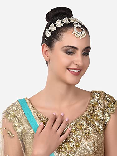 Tone Kundan & Crescent Bridal Head Chain For Women