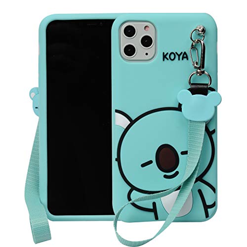 Phenix Color Cartoon Case for iPhone 11 Pro Max 6.5" 2019, 3D Cute Soft Silicone Rubber Protective Gel Back Cover with Hand Strap,Animated for Kids Girls (KOYA, iPhone 11 Pro Max 6.5")