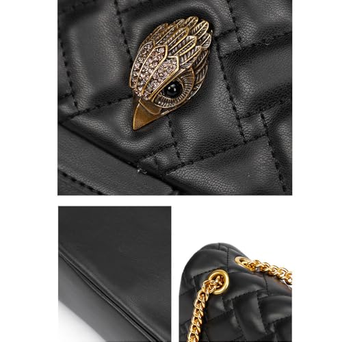 Image of Rejolly Crossbody Shoulder Bag for Women PU Leather Quilted Purse Flap Cluth Handbag with Chain Strap Black (Gold Hardware)