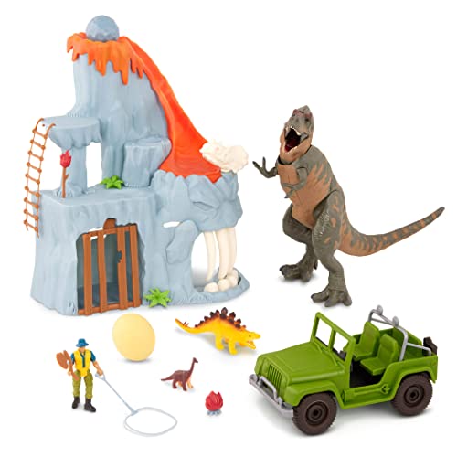 Terra by Battat AN4056Z T Big Playset– Electronic Tyrannosaurus Rex Lava Mountain Set with 2 Surprise Dinosaur Toys for Kids Age 3+ (14 Pc)