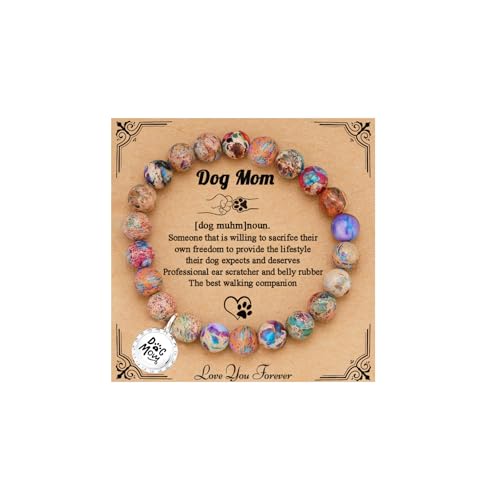 Gifts for Women Natural Colorful Imperial Jasper Stone Bead Bracelet Teacher Appreciation Gifts Birthday Gifts for Sister/Daughter/Niece/Grandma/Mom/Wife/Nana/Aunt/Nana with Gift Message Card