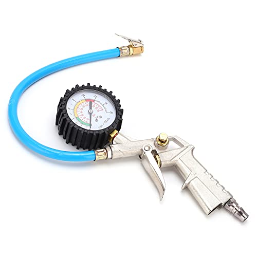 Ymiko Tire Pressure Gauge, Air Pressure Gauge for Tires Universal Inflator Deflator with 0?220PSI 16Bar Air Chuck for for Cars Trucks