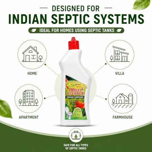 Image of Ecoclean Organic Toilet Cleaner 500ml - Good for septic system | Citrus Smell, Eco Friendly, Bio enzyme, Natural Toilet Cleaner