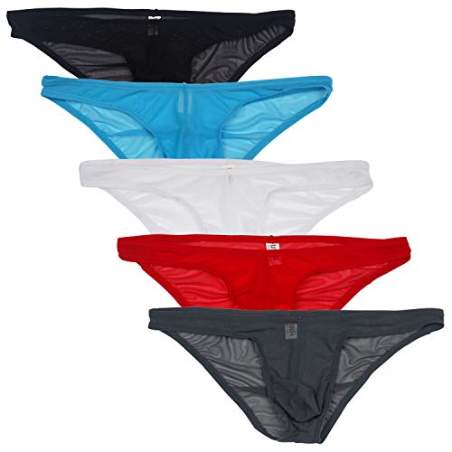UzHot Men's Underwear Sexy Stretch Cotton Boxer Brief Mix Color 5 Pack L