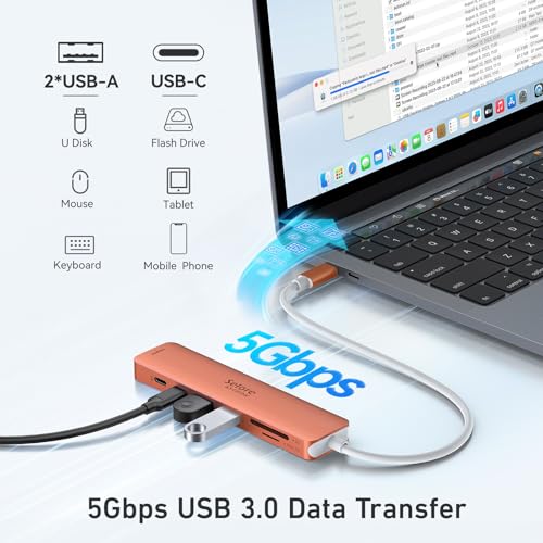 Image of USB C Hub HDMI Adapter for MacBook Pro /Air, 7 in 1 USBC Dongle with HDMI, microSD /SD Card Reader, USB C Data Port,100W PD, and 2 USB 3.0 Compatible for MacBook Pro /Air, Dell XPS, Lenovo Thinkpad.