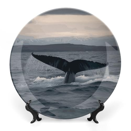 Plato decorativo Humpback Whale Tail Bone China 7 pulgadas miniatura 1