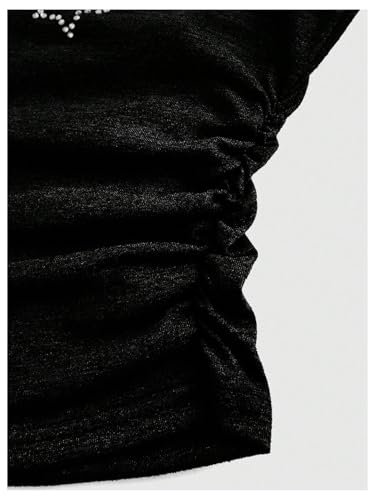 WDIRARA Women's Star Rhinestone Ruched Strapless Crop Tube Top Y2k Graphic Bandeau Tops4