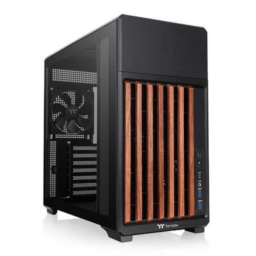 Image of Thermaltake TR300 WS; Wood Trim; Mid Tower; 1x120mm PWM Fan Included; ATX /mATX /mITX Support; 360mm Radiator Support; 410mm GPU Clearance; 165mm Air Cooler Clearance; Black; CA-11M-00M1WN-WS