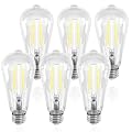 ORALUCE LED Edison Light Bulb 60 Watt Equivalent E26,Vintage Light Bulbs 6W 5000K Daylight White 700 Lumen, ST64 / ST21 Antique LED Filament for Ceiling Light Fixture, Non-dimmable, 6 Pack